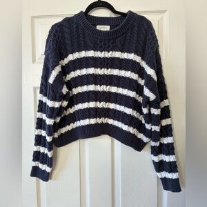 Navy cropped striped sweater